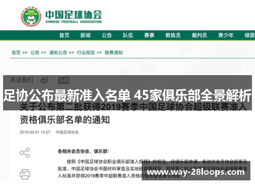 足协公布最新准入名单 45家俱乐部全景解析 足协公布最新准入名单 45家俱乐部全景解析